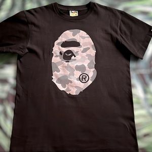 A Bathing Ape Big Camo Ape Head T-shirt. Blk/Gry. Mens Size XL